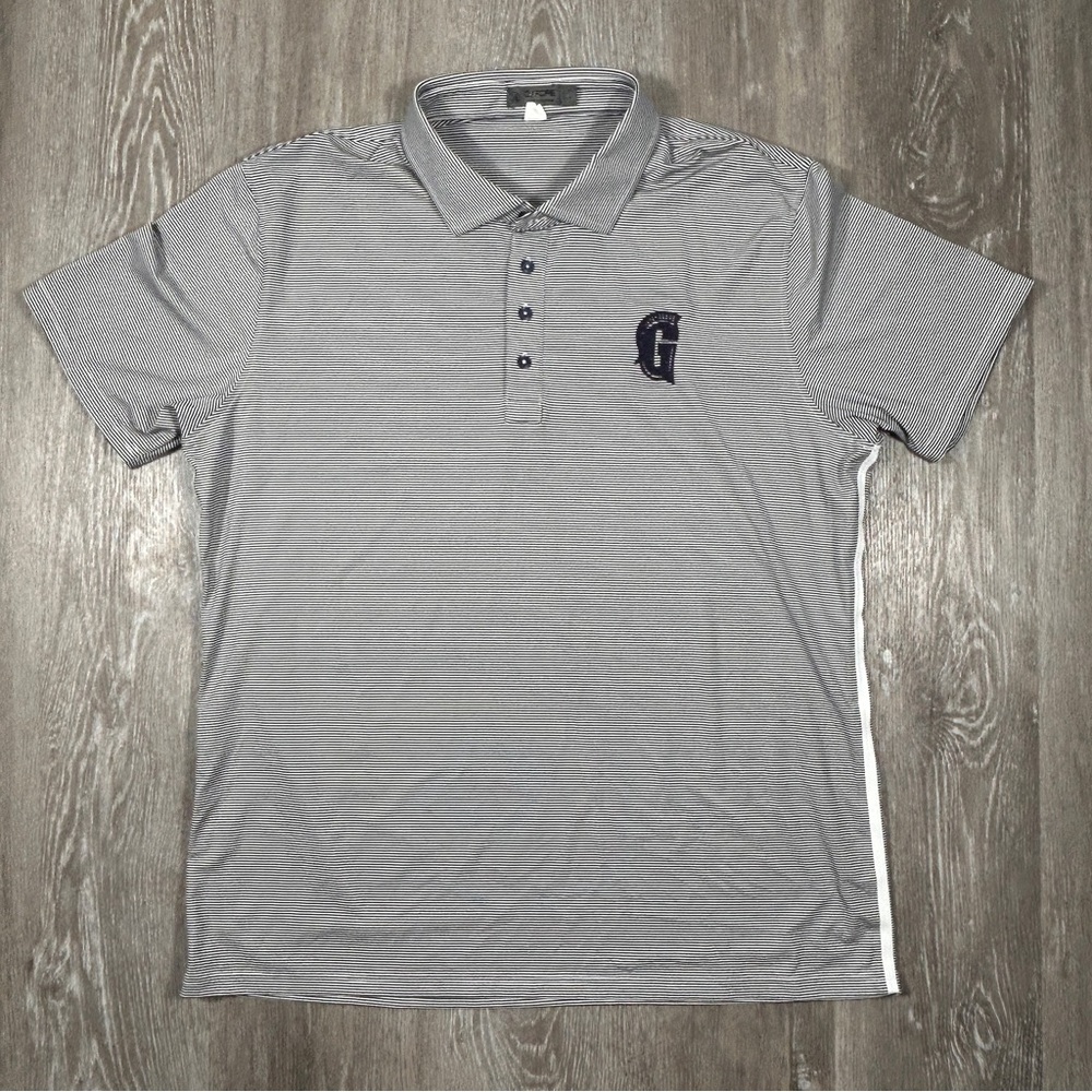 G/Fore Polo Shirt Mens Navy/White Striped Golf Performance XL